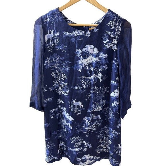 Joules Dresses & Skirts - Joules Dress Size‎ 6 Deer Rabbit Print Chiffon Woodland Forest Fully Lined Shift